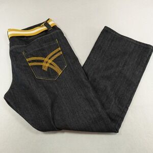 Raw Blue Jeans Mens 38x32 Act 37x30 Black Wide‎ Leg Denim Yellow Belt Grunge